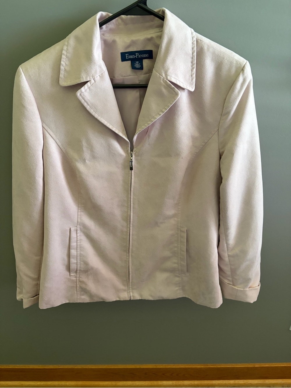 Evan Picone Pale Pink Zip-Front Blazer Jacket